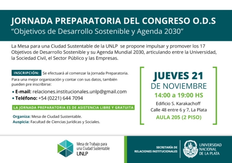 Jornada Preparatoria del Congreso “O.D.S Objetivos de Desarrollo Sostenible y Agenda 2030”