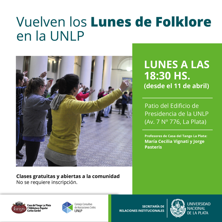 Vuelven los Lunes de Folklore en la UNLP